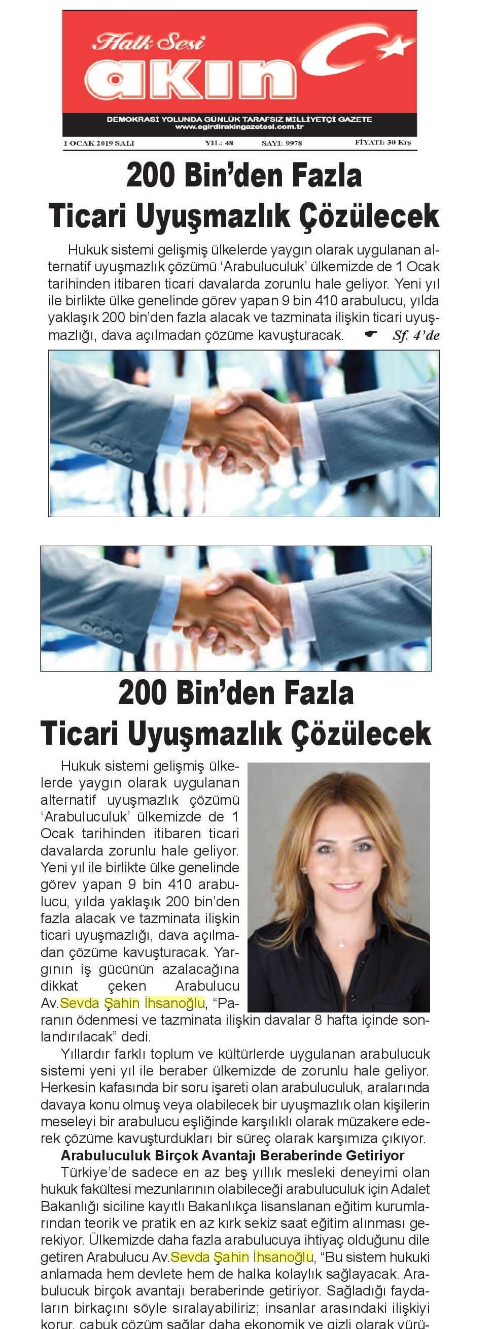 Halk Sesi Akın - 200 Bin'den Fazla Ticari Uyuşmazlık Çözülecek