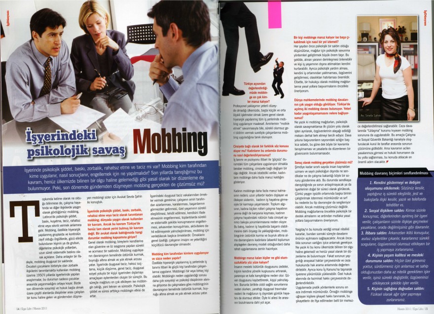 Ege Life Dergisi - İşyerindeki Psikolojik Savaş: Mobbing