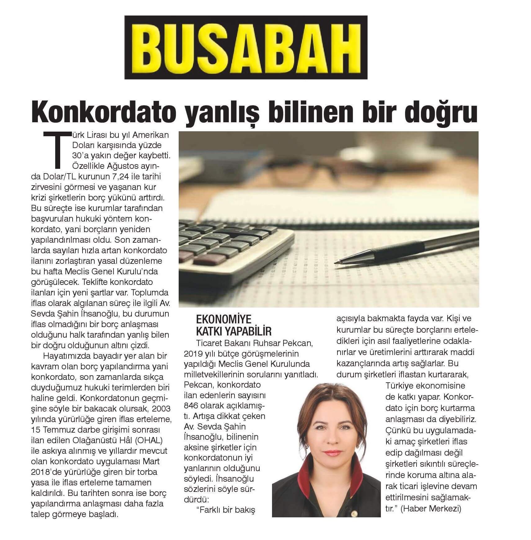 BUSABAH - Konkordato Yanlış Bilinen Bir Doğru