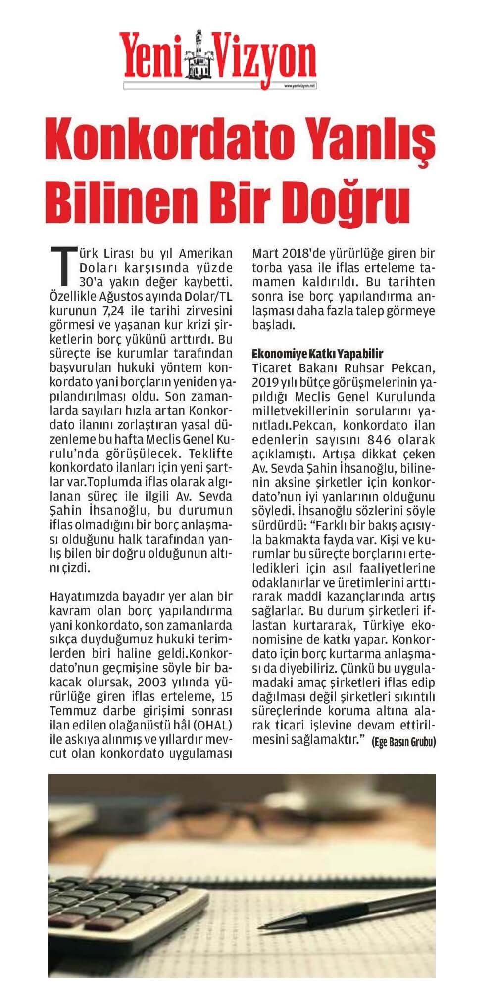 Yeni Vizyon - Konkordato Yanlış Bilinen Bir Doğru